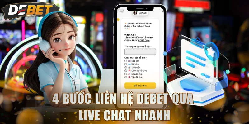 4 bước liên hệ DEBET qua Live Chat nhanh